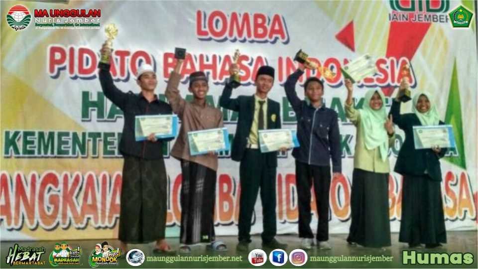 MA Unggulan Nuris Borong Juara Pidato Bahasa Arab di IAIN Jember